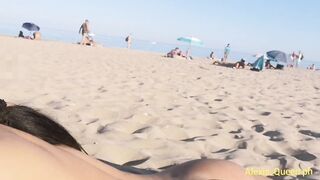 Couple fucks on a nudist beach in front of other people. Alexis Queen