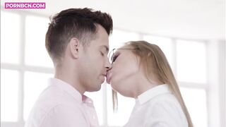 PORNBCN 4K - Hot golden-haired secretary wants anal-act of love and deep throat with a big rod Misha Maver