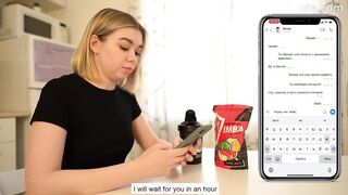 Naughty blonde hotty got down and dirty with her roommate until she got her shaved vagina creampied