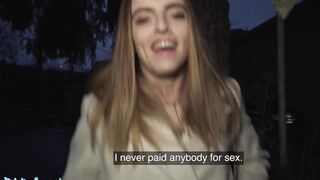 Public Agent French Honey Alba Lala Shows Off Her Tiny Boobs on the Street