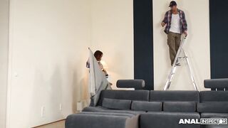 Alessandra Jane & Macy get their booties drilled by Neighbor