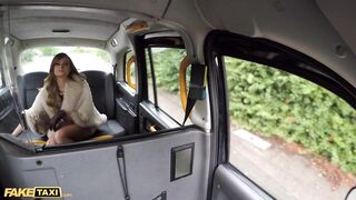 Fake Taxi English Sweetheart Rides Cabbie in a Field