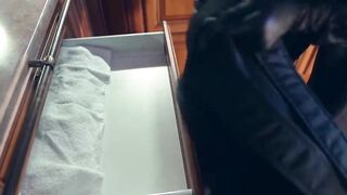 Racy brunette in a latex costume's sucking a alt hard jock and getting fucked