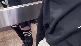 stuck with my neighbor in the elevator and this chab fucks my ass anal creampie