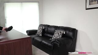 Backroom Casting Daybed 21yo Waitress Bella Swallows That Cum