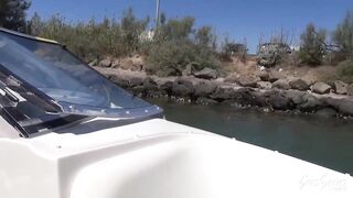 Busty French woman, Carole is sucking her lover's rod on a yacht, before getting fucked hard