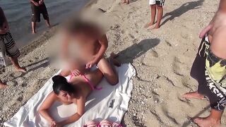 Nasty brunette got fucked hard, from the back in the midst of the day, on the beach
