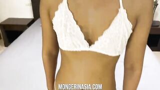 Barely legal Thai brunette with petite breasts is having sex merely with foreigners, because it feels worthwhile