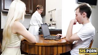 Naughty golden-haired is cheating on her partner with a guy whose penis is goth hard