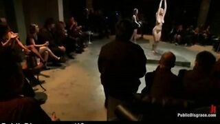 Strung up bound blonde whipped and vibed