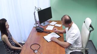 Doctor licking hairy snatch in hospital