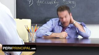 Perv Principal - Hot Lalin Hotty Nicole Ferrera Sucks The Principal's Cock Beneath His Desk - Full Movie scene