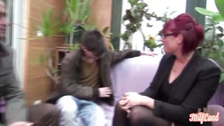 Red haired mature, Carole got down and dirty with two younger guys at the same time