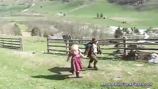 Lusty golden-haired milf is having casual ace bang in the nature, after sucking her lover's jock