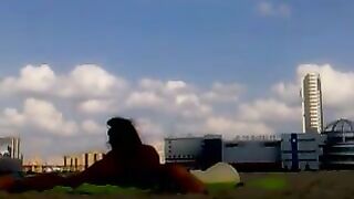 flash hotty on the beach