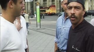 Stud nails blond on intimate beach whilst dork watches