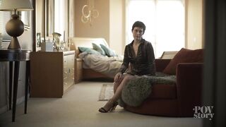 Short haired brunette with valuable boobs, Olive Glass is moaning whilst getting fucked in her bedroom