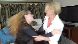 Naughty blonde got spanked and fucked with a thong- on until this chick started moaning while cumming