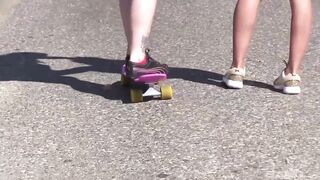 BANG.com - Lesbo Hotties finger bang outdoors after skateboarding in nature's garb