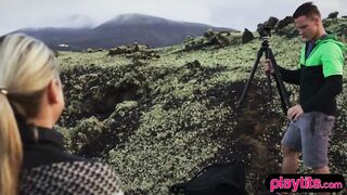 Nasty photographer bang her hot teen model outdoors