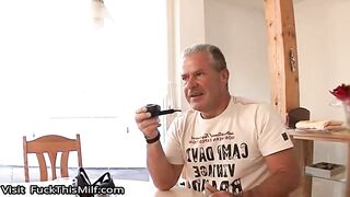 Obese German mature is sucking her lover's ramrod and getting stuffed with it from the back