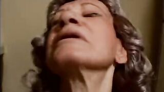 Lustful granny sucks ebony knob with excitement