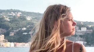 Tattooed chick likes to suck shlong and get screwed on a yacht, during the sunset