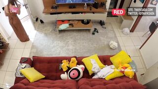 receiving the delivery dude without panties and very naughty