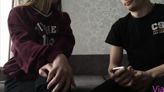 Red haired teen is cheating on her boyfriend with a neighbor, early in the morning