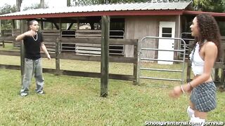 Ebony Schoolgirl Gets an Unwanted Creampie