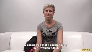 Czech blonde, Michaela is moaning from pleasure while getting fingered, 'coz she is about to cum