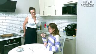 Stepmom aid me with my lessons. MILF fucked young Stepdaughter for bad grades