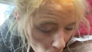 Streetwalker gets on her knees to let me cum in her mouth after a long blowjob