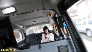 Fake Taxi - Nerdy innocent looking Italian cutie in glasses with moist big melons and chubby ass takes naughty in nature's garb selfies in the back of the taxi before reaching orgasm with a big jock