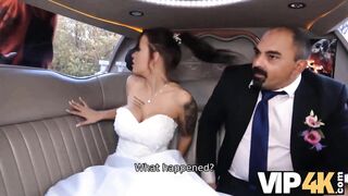 VIP4K. Bride permits husband to watch her having ass scored in limo