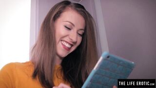 Sexy milf in body stocking and panties masturbates hard