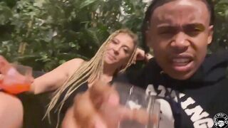 Sara Jay is sucking her black lover's goth hard weenie and then getting banged from the back