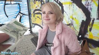 Public Agent Short hair golden-haired amateur teen with soft natural body picked up as bus stop and fucked in a basement with her raiment on by guy with a big schlong ending with facial ejaculation