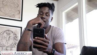 Busty brunette is moaning during the time that having casual sex with a black man from the neighborhood