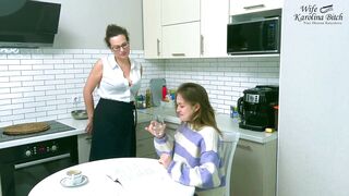 Mommy, aid me with my lessons! MILF screwed young Stepdaughter for bad grades