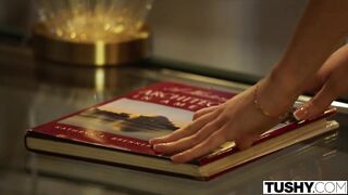 Curious redhead hotel maid persuaded to join anal trio