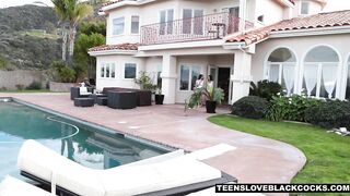 2 biggest booty chicks gobble avidly on a large ebony weenie