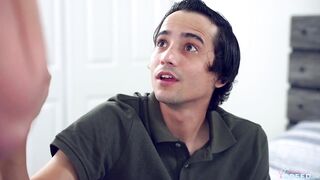 Sexy blonde older, Rachael Cavalli is having steamy sex with her step- son, in his bedroom