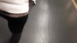 I meet a milf on the subway and follow her to the parking lot and bang her behind the car in a dangerous place