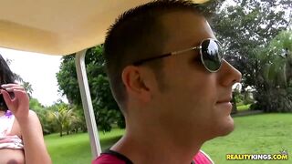 Latin brunette, Sophia Leone is bouncing up and down while riding her recent lover's jock