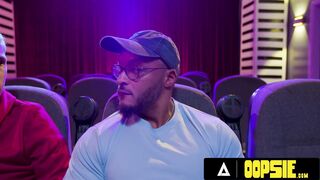 OOPSIE - Tiny Spencer Bradley Has PUBLIC BISEXUAL THREE-SOME With Interracial Guys At The Theatre!