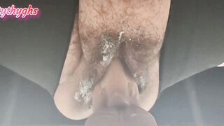 BBW Mistythyghs massages big Curly cum filled PUSSY with Big chunky Dong