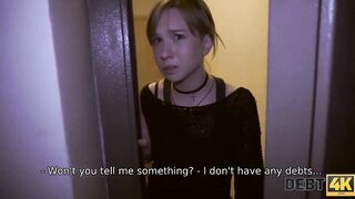 DEBT4k. Pleasing angel rides big weenie because she can’t pay