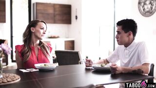 MILF stepmom Pristine Edge teaching stepson some manners in a different way