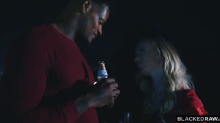 Tattooed, black chap is fucking a smokin' sexy, golden-haired babe, Bailey Brooke, late at night